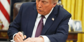 el presidente donald trump firma una orden NSJAXUY5ZVDQTJ5MUKF6TUMUJQ Juez bloquea decreto de Trump que buscaba limitar la ciudadanía por nacimiento